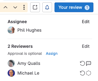 Examples of reviewers in various states of review.